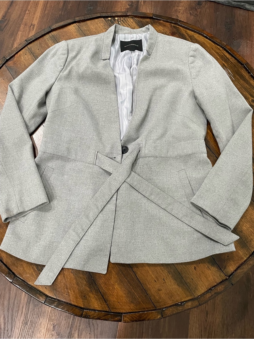 Banana Republic Light Gray Belted Blazer